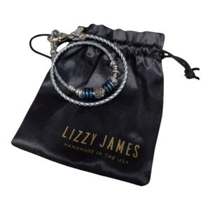 Lizzy James Leather Braided Wrap Bracelet Silver Beaded Handmade USA